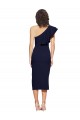 Acquista Blu marino scuro Tubino Una spalla Midi Crespo Elastico Corto Abiti da damigella donore / Abiti da sera / Abiti da cocktail