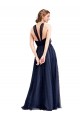 Acquista Blu navy 21 Linea A Capestro Tulle Lunga Abiti da damigella donore
