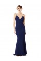 Acquista Blu navy Stile sirena Sottili Alto Collo Crespo Elastico Lunga Formali Abiti da damigella donore / Abiti da sera / Abiti da ballo
