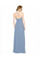 Acquista Blu polveroso Linea A Capestro Alto Collo Chiffona Lunga Abiti da damigella donore