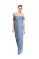 Acquista Blu polveroso Stile sirena Chiffona Lunga Abiti da damigella donore