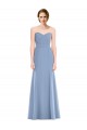Acquista Blu polveroso Stile sirena Innamorato Chiffona Lunga Abiti da damigella donore