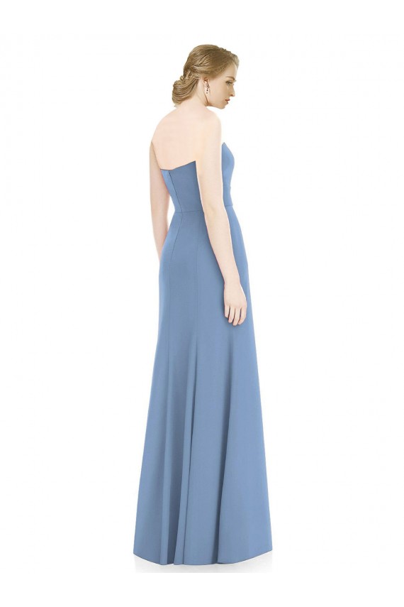 Acquista Blu polveroso Stile sirena Innamorato Chiffona Lunga Abiti da damigella donore