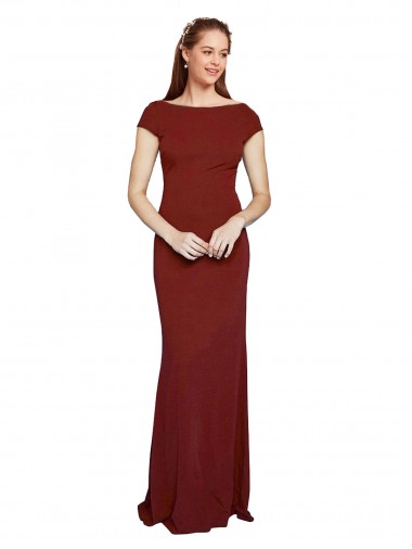 Acquista Borgogna 10 Stile sirena Girocollo Crespo Elastico Lunga Formali Abiti da damigella donore / Abiti da sera / Abiti da ballo