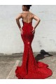 Acquista Borgogna Stile sirena Innamorato Paillettes Velluto Lunga Abiti da ballo