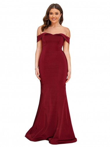 Acquista Borgogna Stile sirena Spandex Lunga Formali Abiti da damigella donore / Abiti da sera / Abiti da ballo