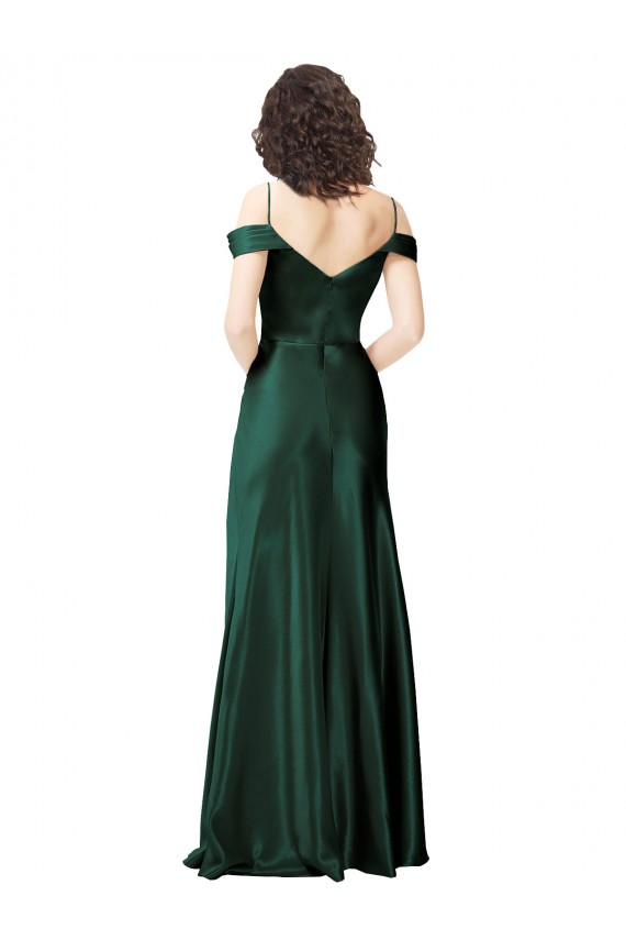 Acquista Cacciatore verde Linea A Sottili Raso Elastico Lunga Formali Abiti da damigella donore / Abiti da sera / Abiti da ballo