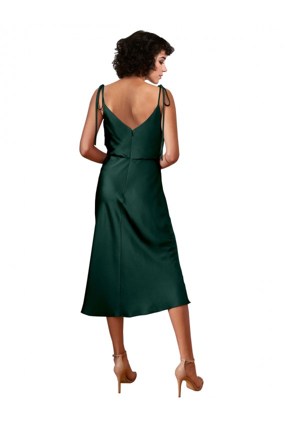 Acquista Cacciatore verde Tubino Cappuccio Midi Raso Elastico Corto Abiti da damigella donore / Abiti da sera / Abiti da cocktail