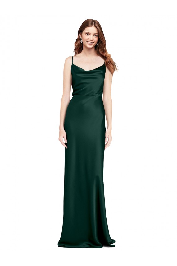 Acquista Cacciatore verde Tubino Cappuccio Raso Elastico Lunga Formali Abiti da damigella donore / Abiti da sera / Abiti da ballo