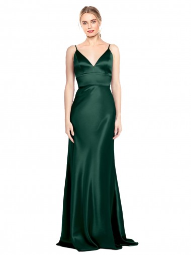 Acquista Cacciatore verde Tubino Sottili Alto Collo Raso Elastico Lunga Formali Abiti da damigella donore / Abiti da sera / Abiti da ballo