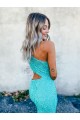 Acquista Colore Mostrato Stile sirena Una spalla Sweep treno Paillettes Velluto Lunga Abiti da ballo