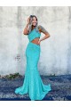 Acquista Colore Mostrato Stile sirena Una spalla Sweep treno Paillettes Velluto Lunga Abiti da ballo