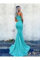 Acquista Colore Mostrato Stile sirena Una spalla Sweep treno Paillettes Velluto Lunga Abiti da ballo