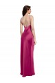 Acquista Fucsia Linea A Sottili Scollatura a V Raso Elastico Lunga Formali Abiti da damigella donore / Abiti da sera / Abiti da ballo