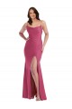 Acquista Fucsia Stile sirena Sottili Cappuccio Raso Setoso Lunga Formali Abiti da damigella donore / Abiti da sera / Abiti da ballo