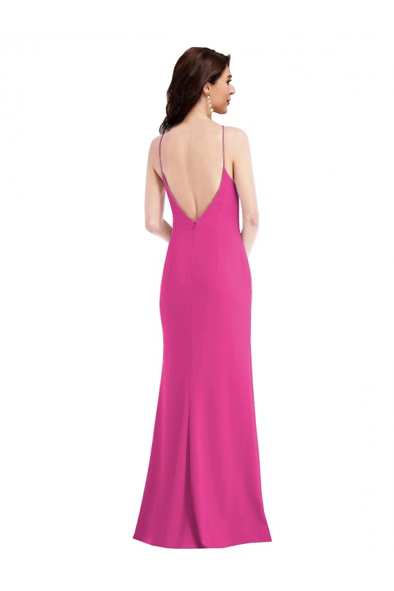 Acquista Fucsia Tromba Capestro Alto Collo Crespo Elastico Lunga Formali Abiti da damigella donore / Abiti da sera / Abiti da ballo