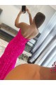 Acquista Fucsia Tubino Senza spalline Sweep treno Paillettes Velluto Lunga Abiti da ballo