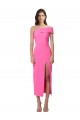 Acquista Fucsia Tubino Una spalla Midi Crespo Elastico Lunga Formali Abiti da damigella donore / Abiti da sera / Abiti da cocktail