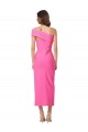 Acquista Fucsia Tubino Una spalla Midi Crespo Elastico Lunga Formali Abiti da damigella donore / Abiti da sera / Abiti da cocktail