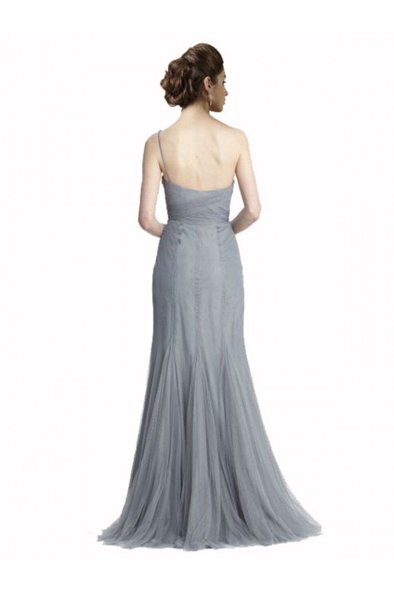 Acquista Grigio ardesia Stile sirena Una spalla Tulle Lunga Abiti da damigella donore