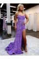 Acquista Lavanda Linea A Innamorato Paillettes Velluto Lunga Abiti da ballo