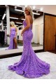 Acquista Lavanda Linea A Innamorato Paillettes Velluto Lunga Abiti da ballo