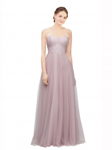 Acquista Light Lilac Linea A Innamorato Tulle Pizzo Lunga Abiti da damigella donore