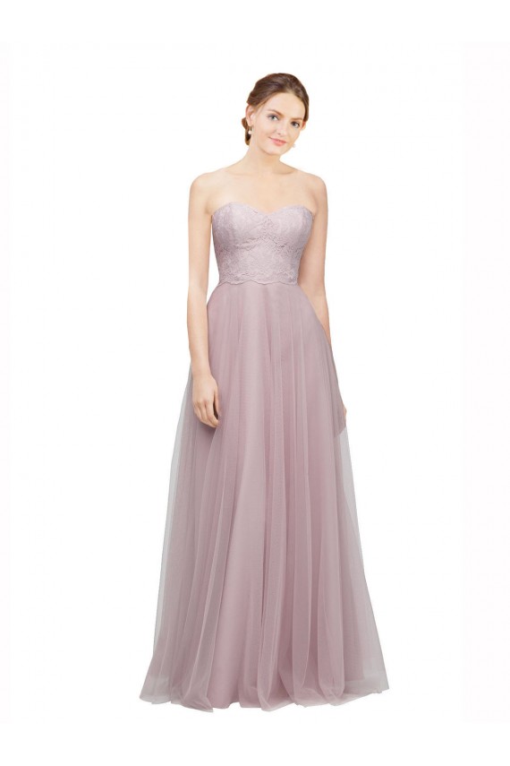 Acquista Light Lilac Linea A Innamorato Tulle Pizzo Lunga Abiti da damigella donore