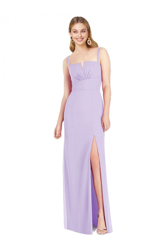 Acquista Lilla Stile sirena Sottili Scollatura a V Senza spalline Chiffona Lunga Abiti da damigella donore