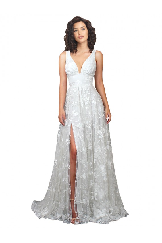 Acquista Linea A Scollatura a V Pizzo Abiti da sposa