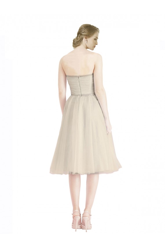 Acquista Linea A Senza spalline Al ginocchio cocktail Tulle Corto Abiti da damigella donore / Abiti da cocktail