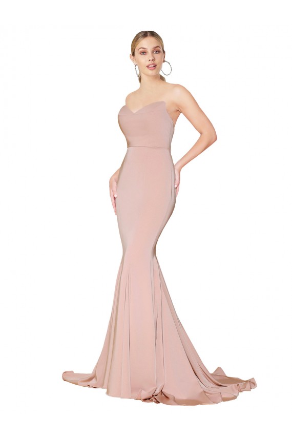 Acquista Malva Stile sirena Innamorato Alto Collo Crespo Elastico Lunga Formali Abiti da damigella donore / Abiti da sera / Abiti da ballo