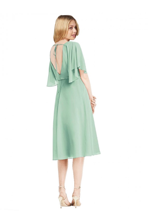 Acquista Menta verde Linea A Al ginocchio Chiffona Corto Abiti da damigella donore
