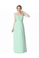 Acquista Menta verde Linea A Scollatura a V Chiffona Pizzo Lunga Abiti da damigella donore