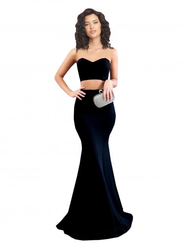 Acquista Nero Stile sirena Alto Collo Crespo Elastico Lunga Formali Abiti da damigella donore / Abiti da sera / Abiti da ballo