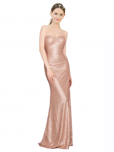 Acquista Oro rosa Linea A Innamorato Paillettes Lunga Formali Abiti da damigella donore / Abiti da sera / Abiti da ballo