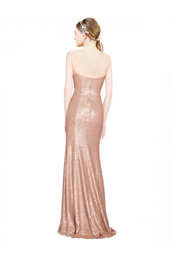 Acquista Oro rosa Linea A Innamorato Paillettes Lunga Formali Abiti da damigella donore / Abiti da sera / Abiti da ballo