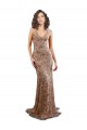 Acquista Oro rosa Stile sirena Alto Collo Crespo Elastico Paillettes Tulle Lunga Formali Abiti da damigella donore / Abiti da sera / Abiti da ballo