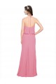 Acquista Pelle rosa Linea A Capestro Alto Collo Chiffona Lunga Abiti da damigella donore
