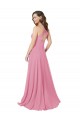 Acquista Pelle rosa Linea A Capestro Chiffona Lunga Abiti da damigella donore / Abiti da ballo