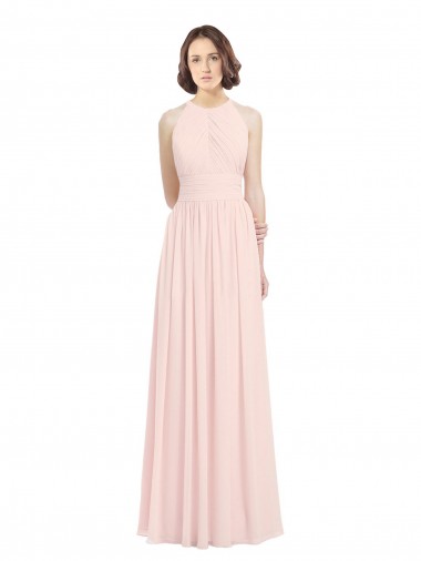 Acquista Rosa 42 Linea A Capestro Chiffona Lunga Abiti da damigella donore