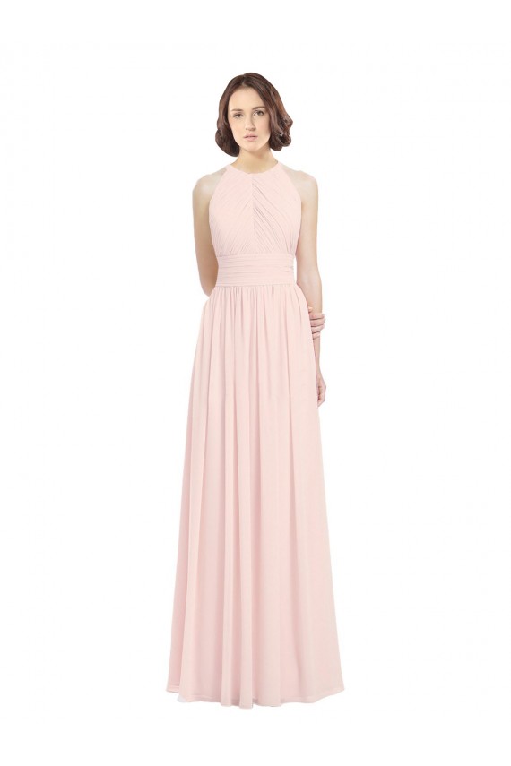 Acquista Rosa 42 Linea A Capestro Chiffona Lunga Abiti da damigella donore