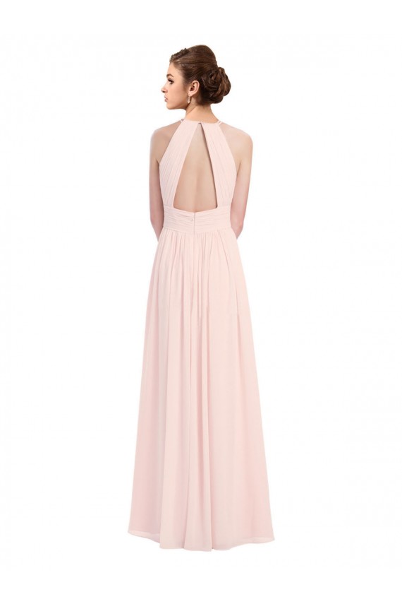 Acquista Rosa 42 Linea A Capestro Chiffona Lunga Abiti da damigella donore