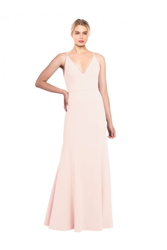 Acquista Rosa Linea A Alto Collo Crespo Elastico Lunga Formali Abiti da damigella donore / Abiti da sera / Abiti da ballo