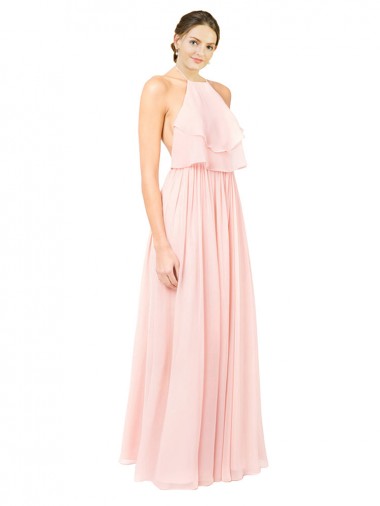 Acquista Rosa Linea A Capestro Chiffona Lunga Abiti da damigella donore