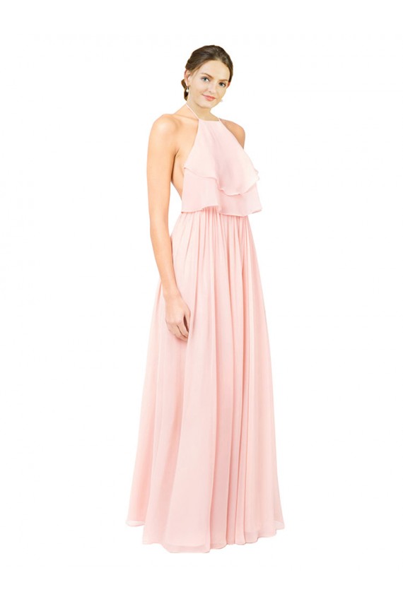 Acquista Rosa Linea A Capestro Chiffona Lunga Abiti da damigella donore