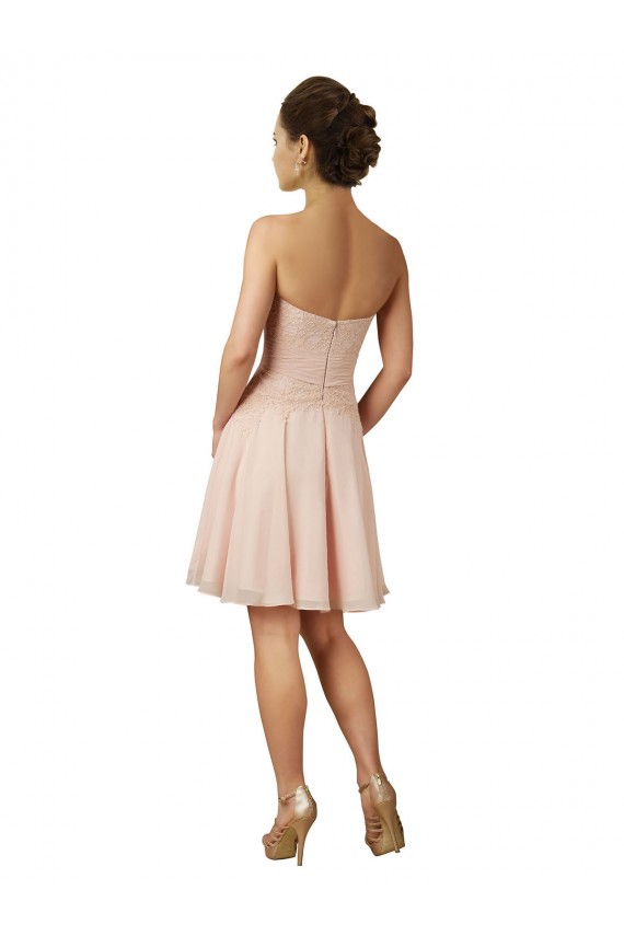 Acquista Rosa Linea A Innamorato Al ginocchio Chiffona Pizzo Corto Abiti da damigella donore / Abiti da cocktail