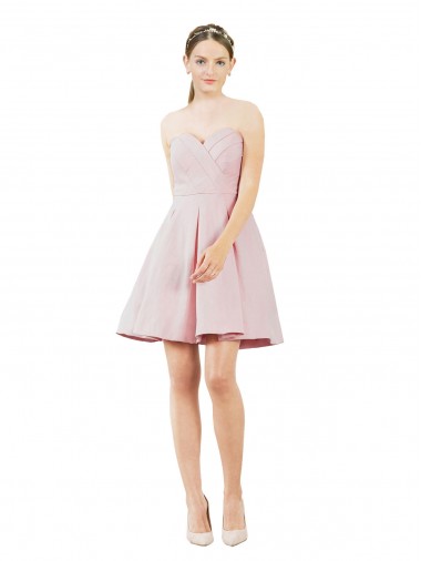 Acquista Rosa Linea A Innamorato Al ginocchio Raso Corto Abiti da damigella donore / Abiti da cocktail