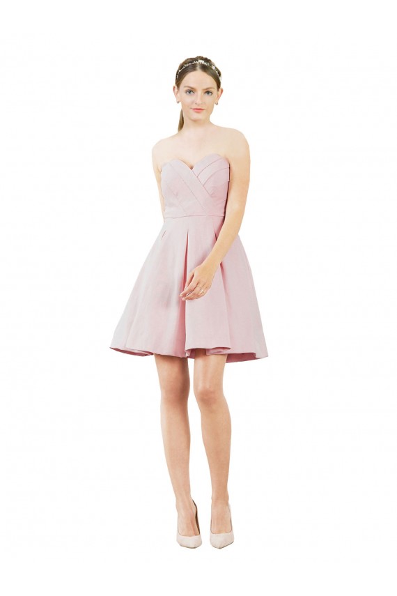 Acquista Rosa Linea A Innamorato Al ginocchio Raso Corto Abiti da damigella donore / Abiti da cocktail