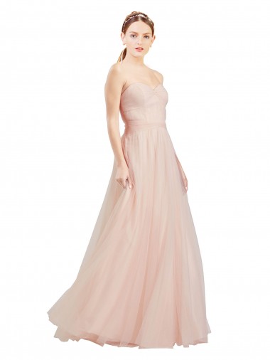 Acquista Rosa Linea A Innamorato Tulle Lunga Abiti da damigella donore